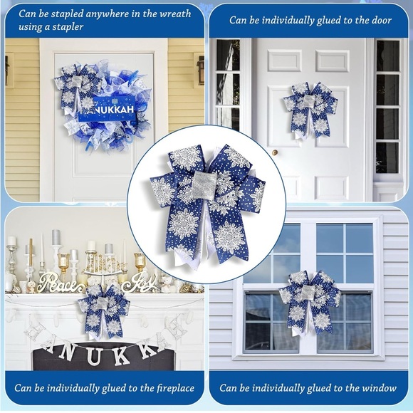 Happy Hanukkah🕎Chanukah🕎Lighted Door 18 inch Wreath w Bows🎀 - Picture 7 of 12
